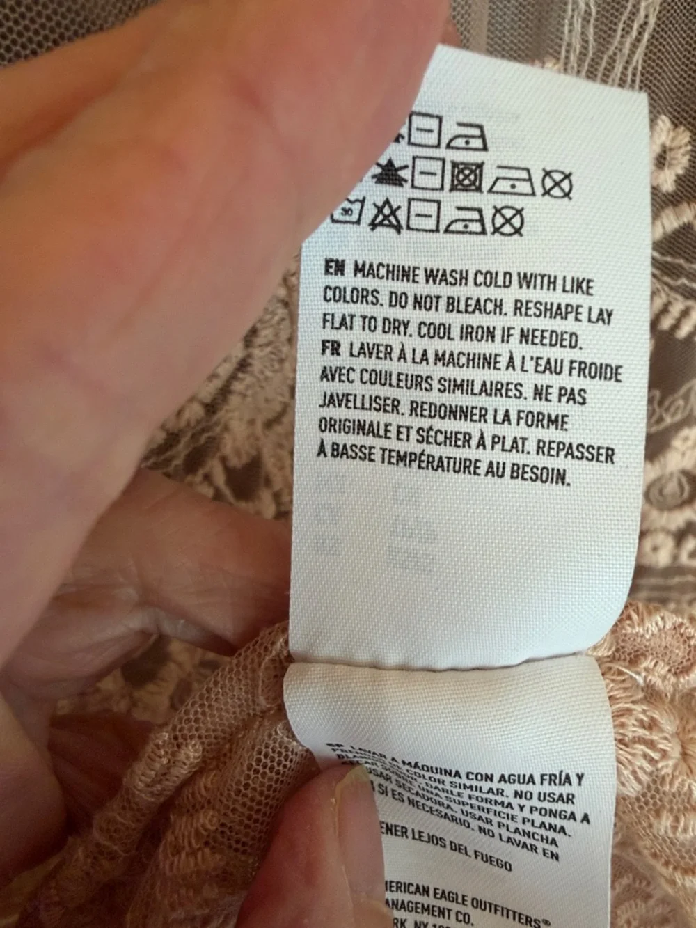 American Eagle XS Sheer Embroidered Lace Cover Up - Tan